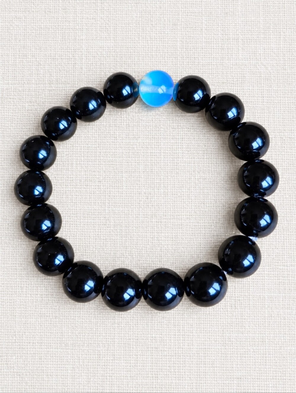 Black Onyx & Opalite Beaded Stretch Bracelet | Handmade